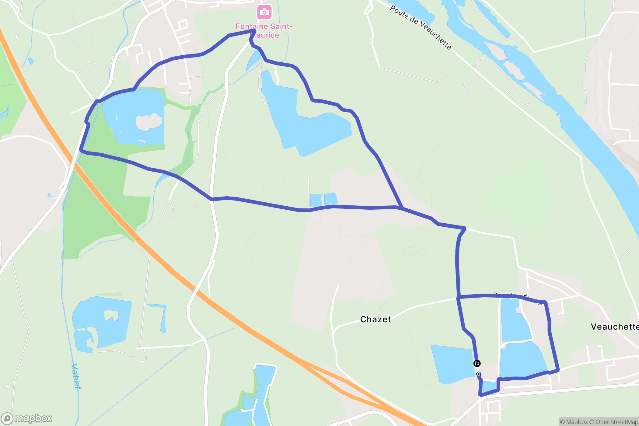 Veauchette : carte du parcours de randonnée - France