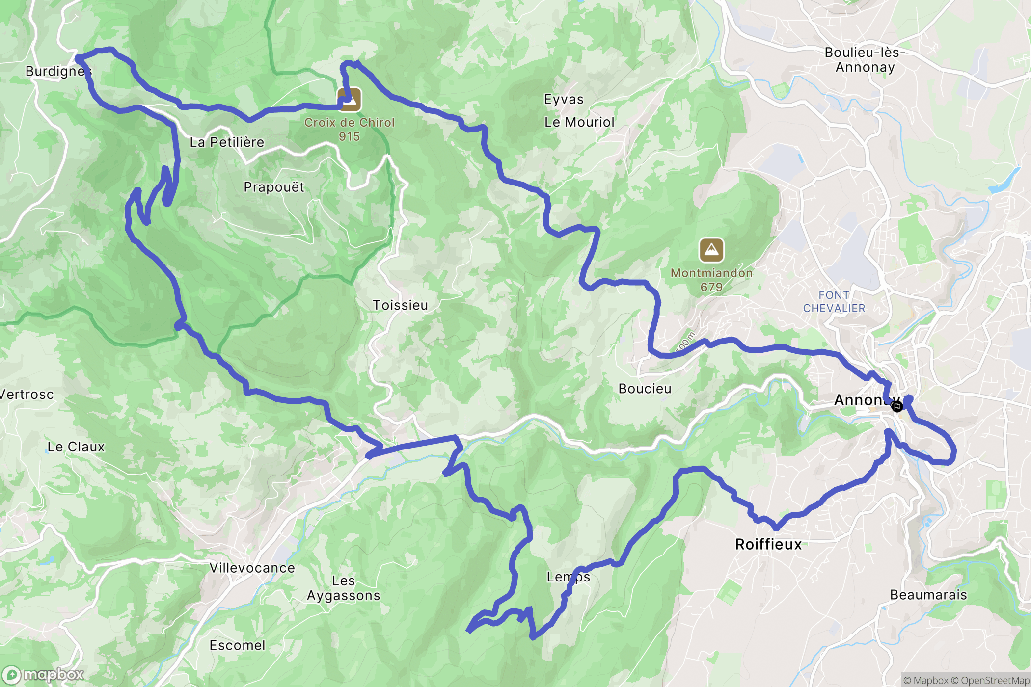 Annonay : carte du parcours de randonnée - France