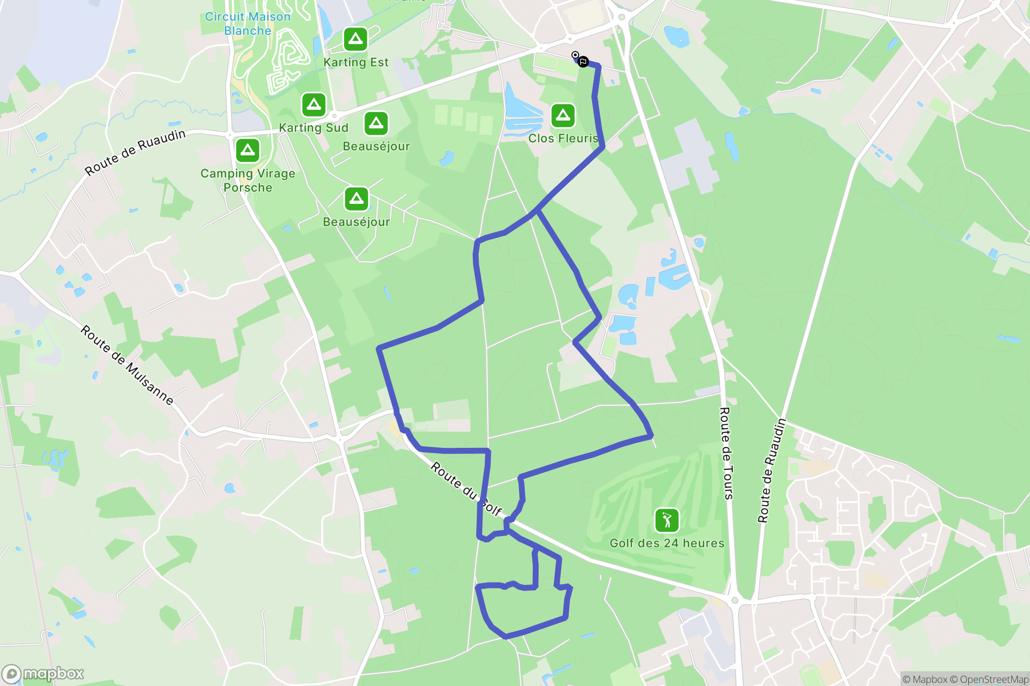 Mulsanne : carte du parcours de randonnée - France
