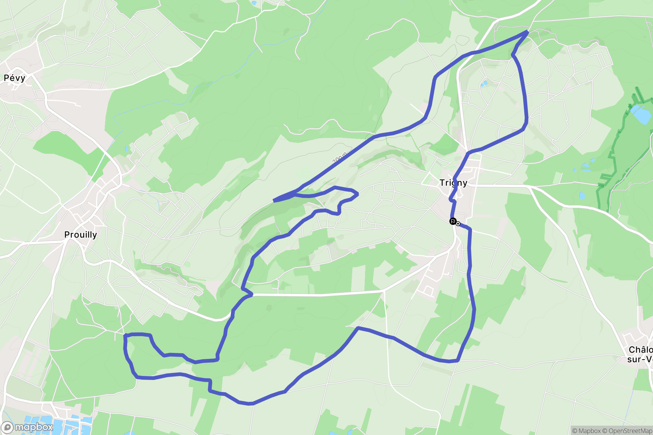 Trigny : carte du parcours de randonnée - France