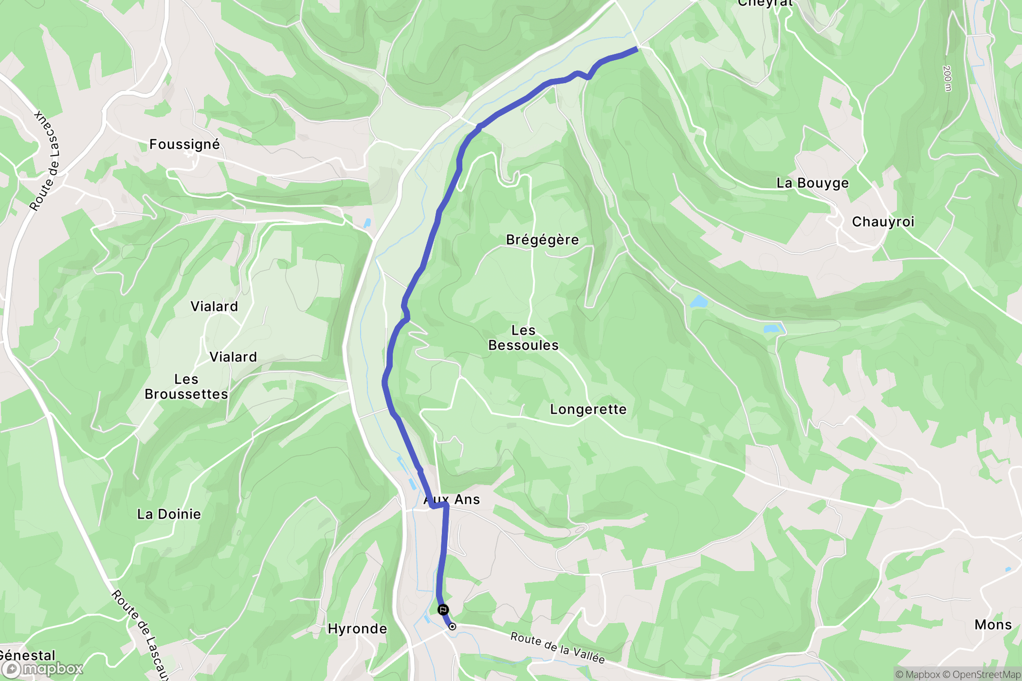 Archignac : carte du parcours de randonnée - France