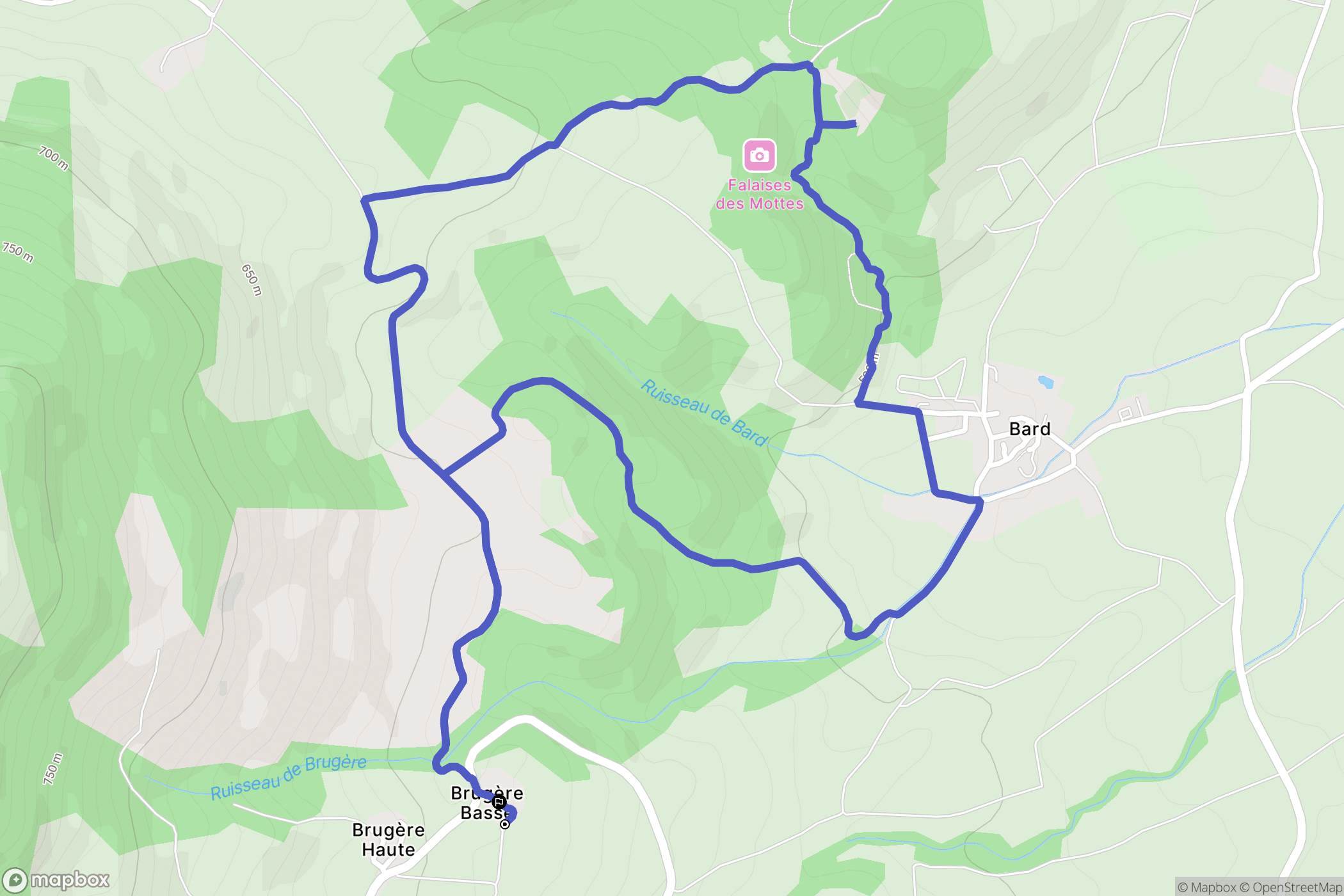 Madriat : carte du parcours de randonnée - France