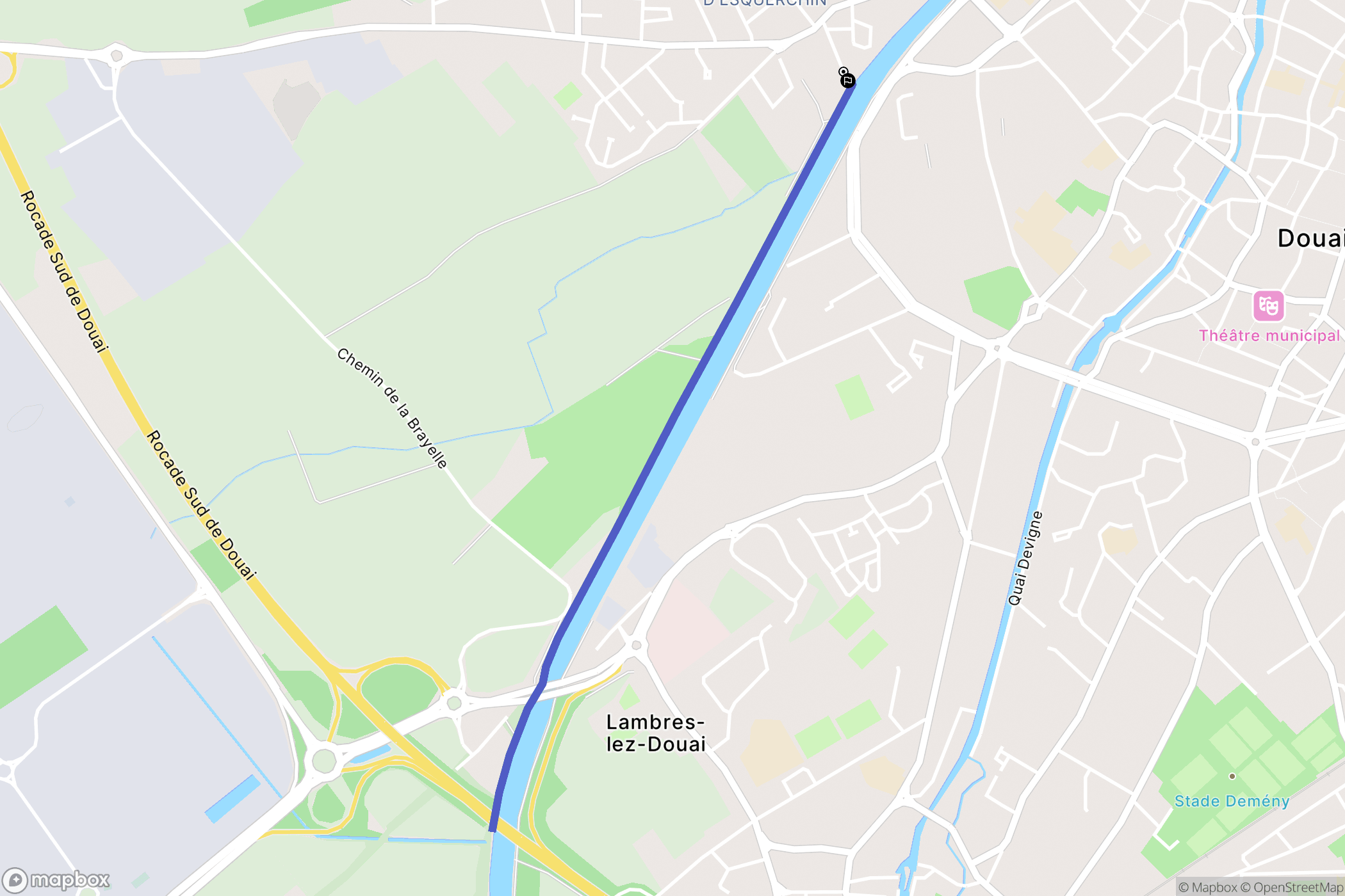 Douai : carte du parcours de randonnée - France
