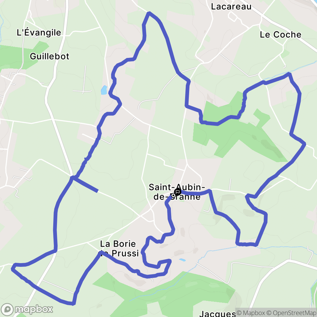 Saint-Aubin-de-Branne : carte du parcours de randonnée - France