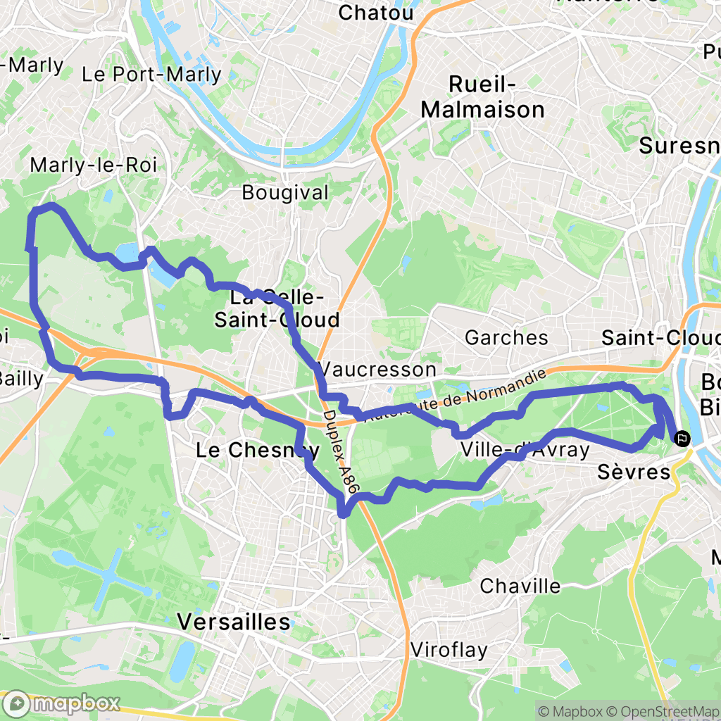Sèvres : carte du parcours de randonnée - France