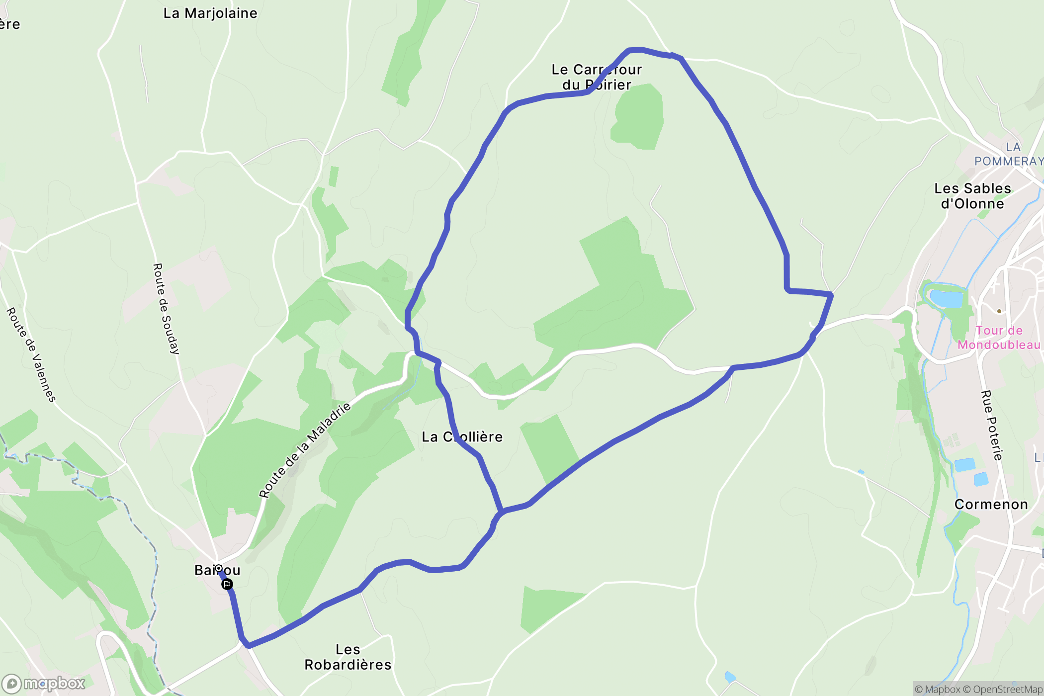 Baillou : carte du parcours de randonnée - France