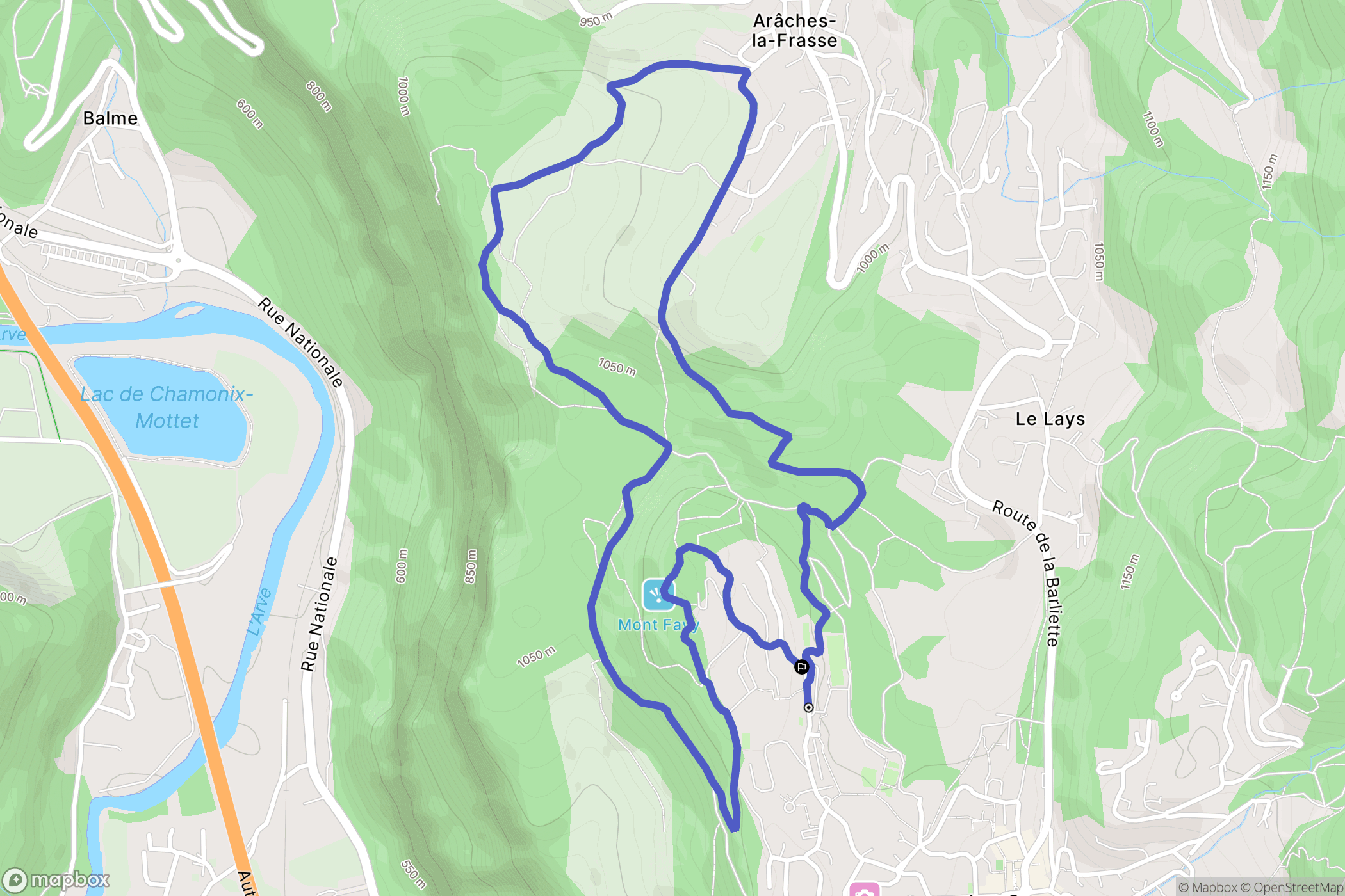 Arâches-la-Frasse : carte du parcours de randonnée - France