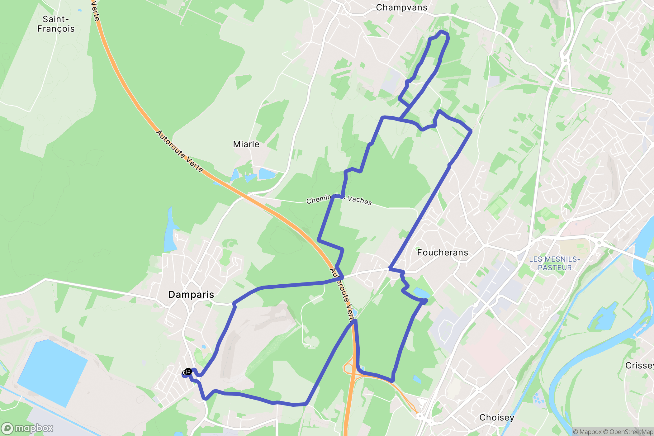 Damparis : carte du parcours de randonnée - France