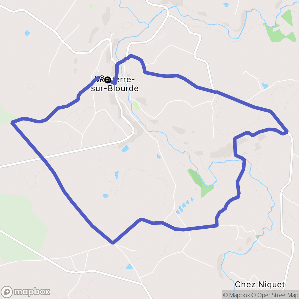 Mouterre-sur-Blourde : carte du parcours de randonnée - France
