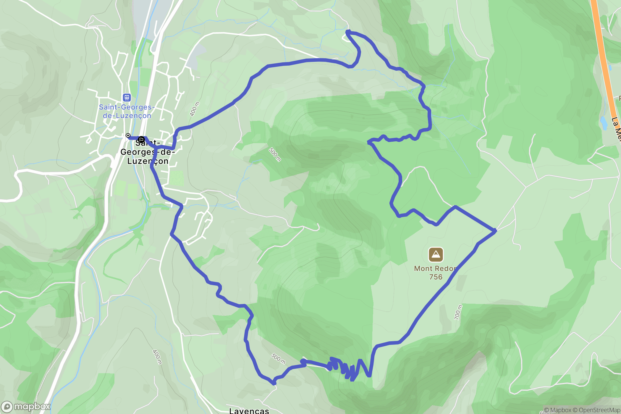 Saint-Georges-de-Luzençon : carte du parcours de randonnée - France