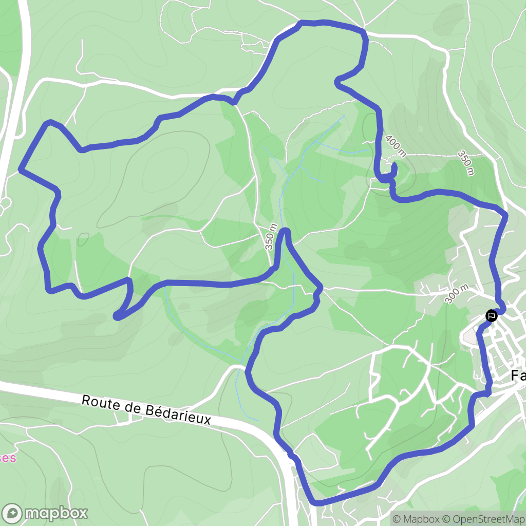 Faugères : carte du parcours de randonnée - France