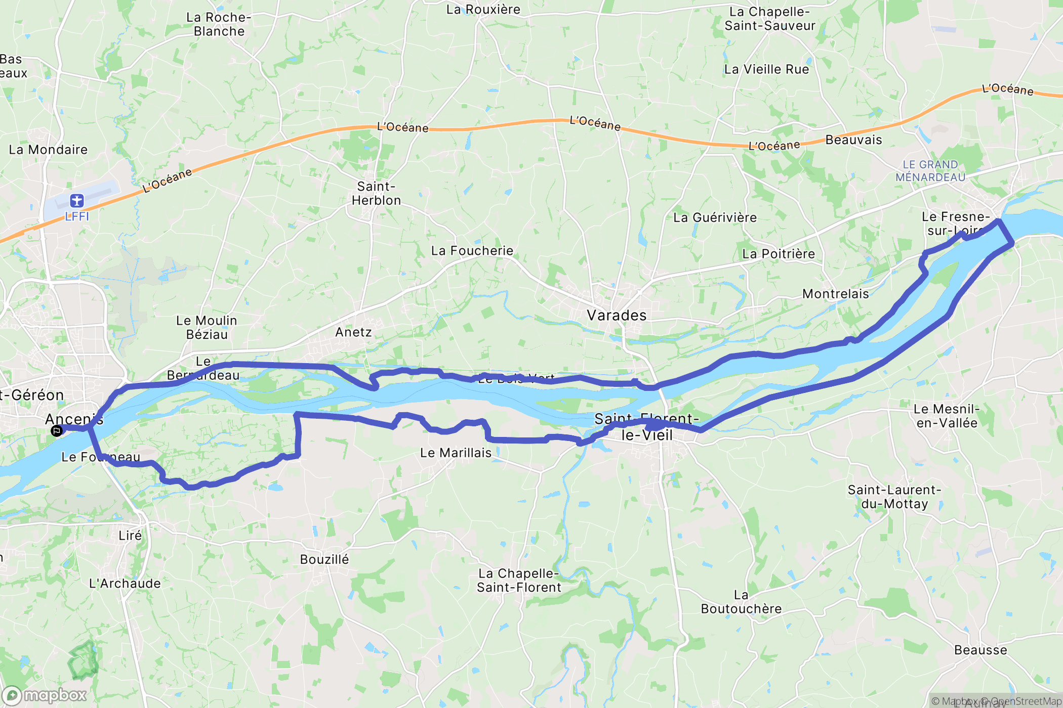 Ancenis-Saint-Géréon : carte du parcours de randonnée - France