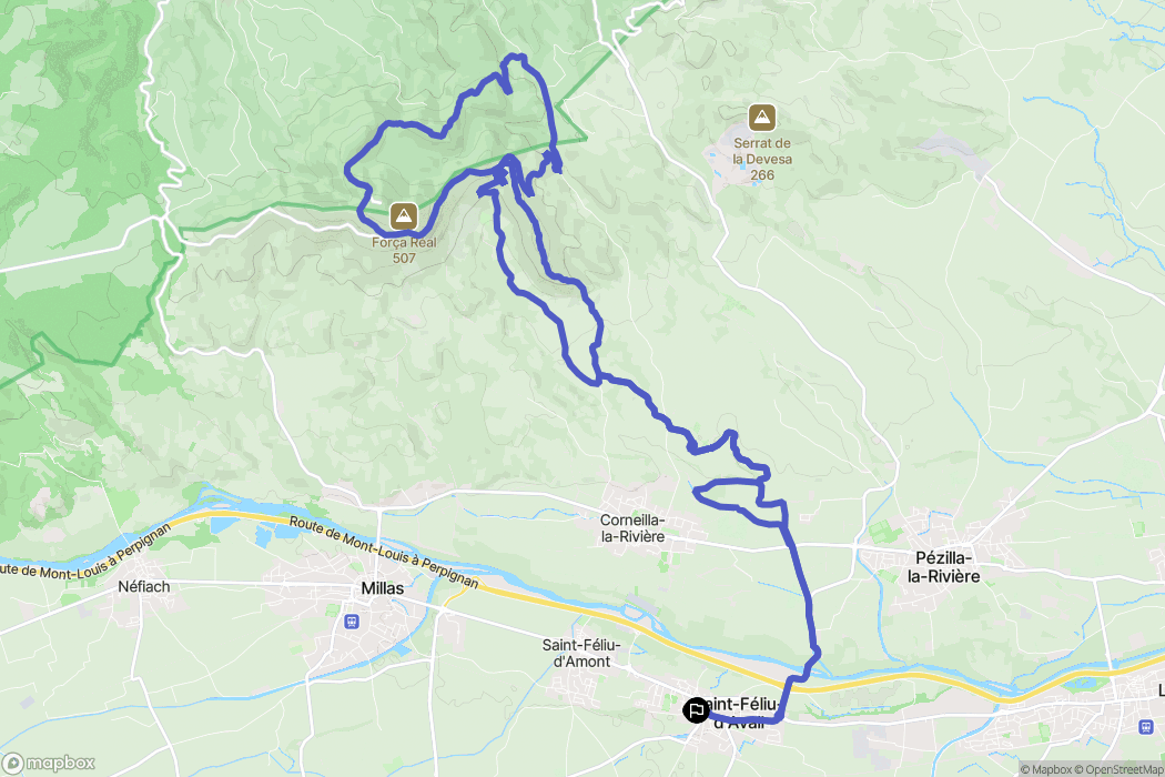 Saint-Féliu-d'Avall : carte du parcours de randonnée - France