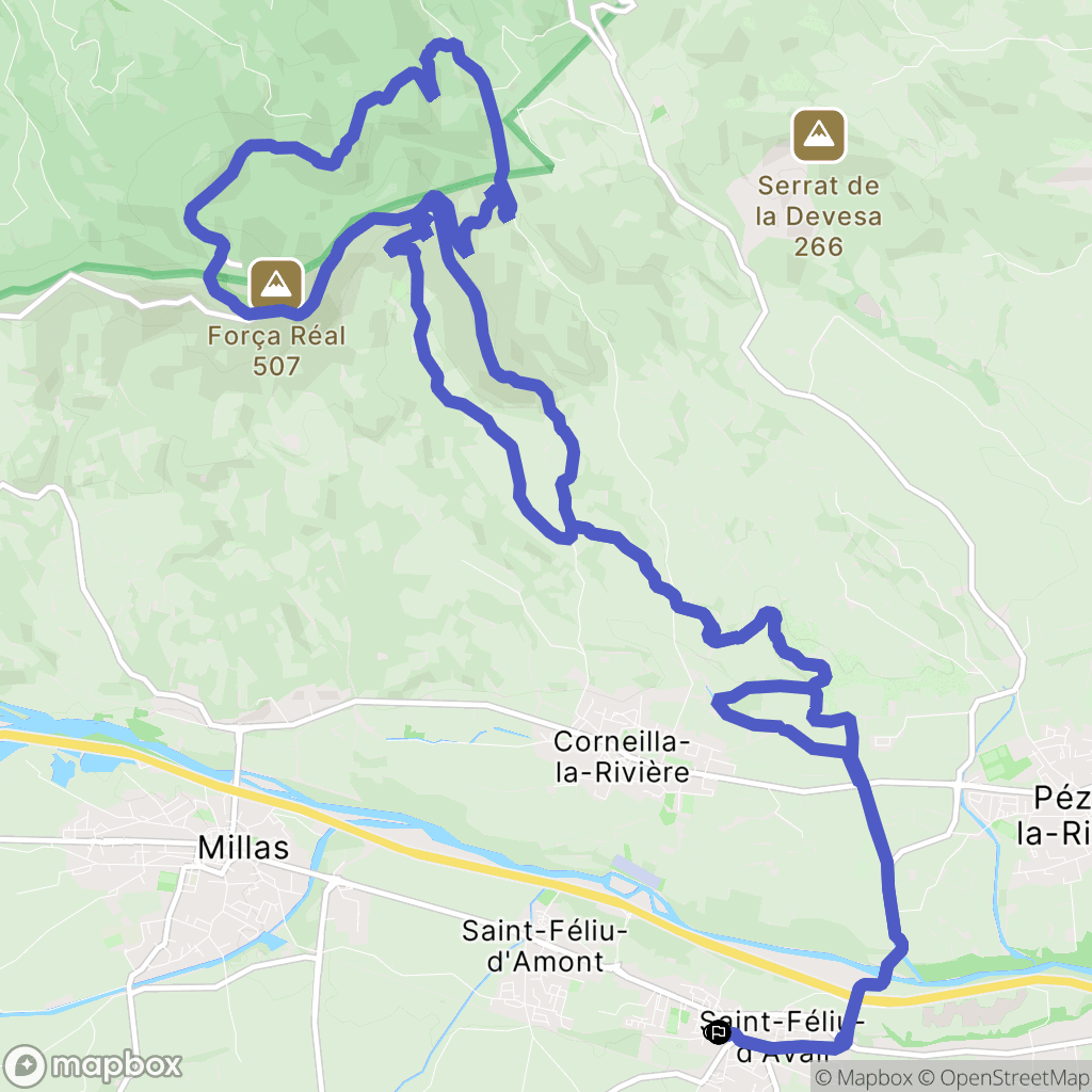Saint-Féliu-d'Avall : carte du parcours de randonnée - France