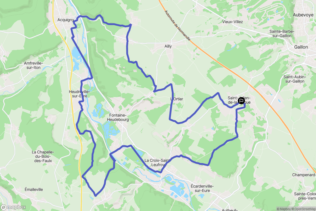 Saint-Julien-de-la-Liègue : carte du parcours de randonnée - France