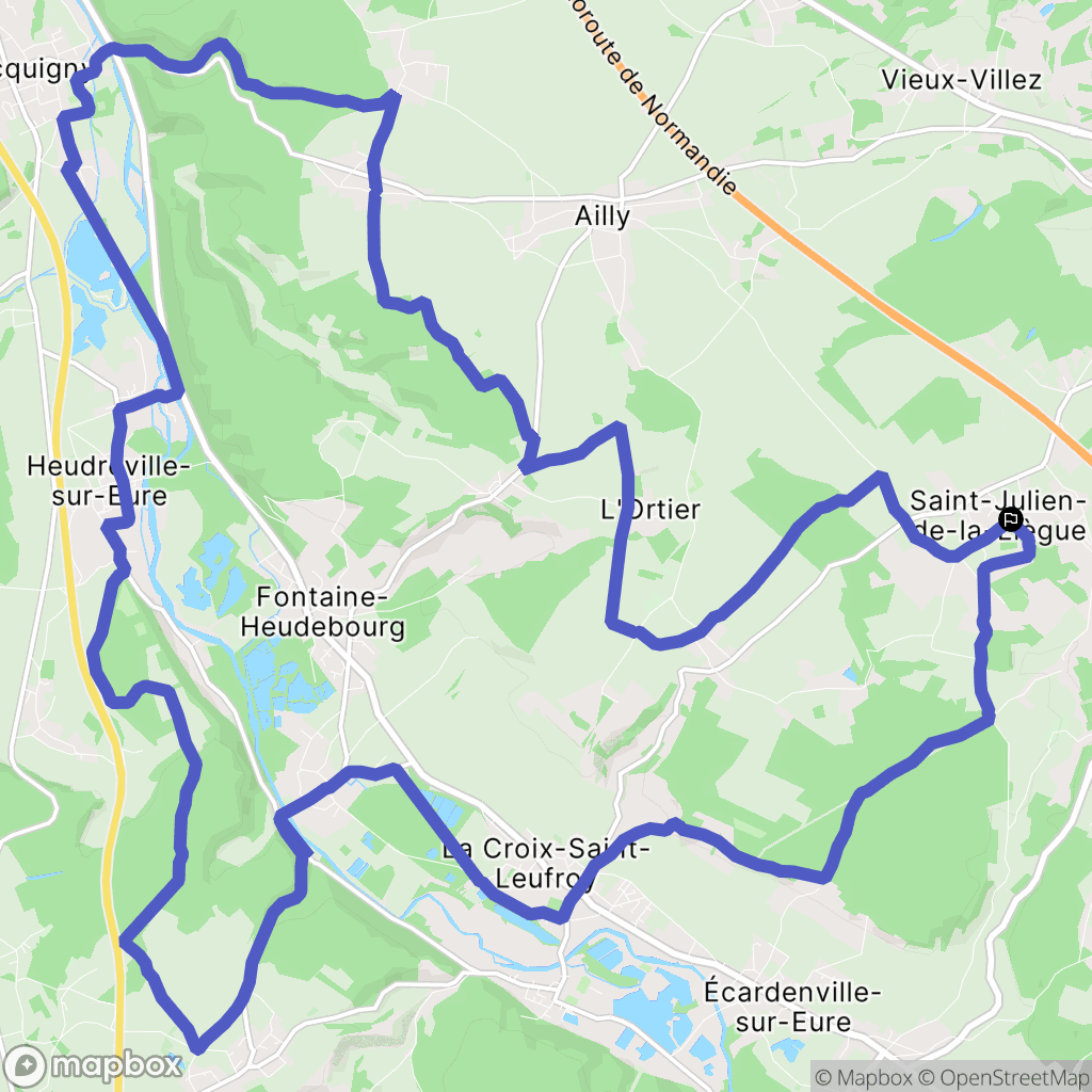 Saint-Julien-de-la-Liègue : carte du parcours de randonnée - France