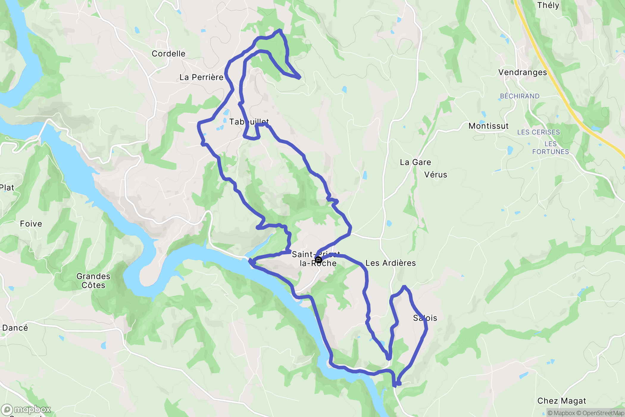 Saint-Priest-la-Roche : carte du parcours de randonnée - France