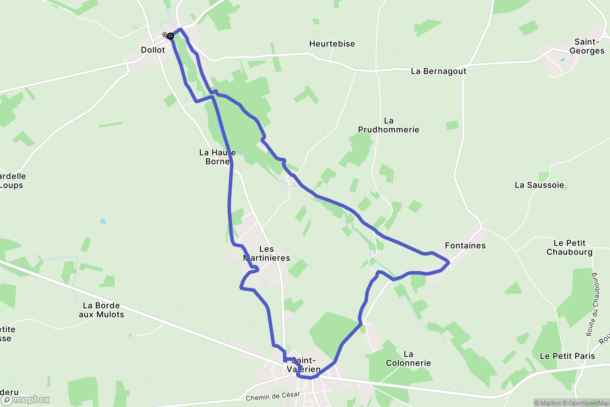 Dollot : carte du parcours de randonnée - France