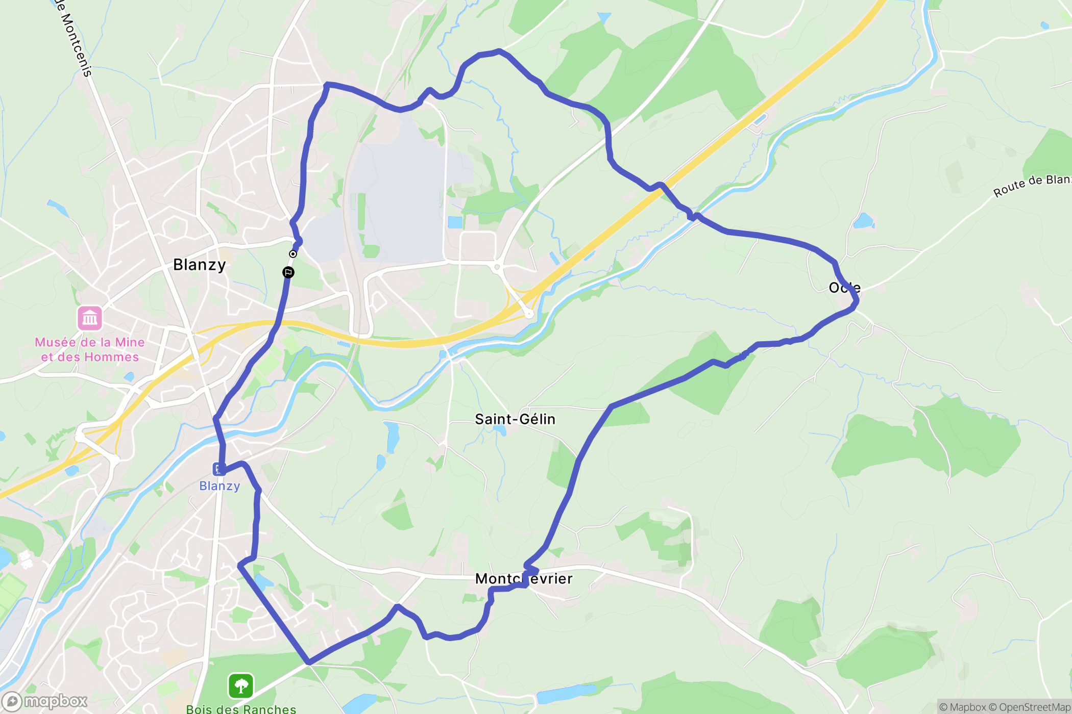 Blanzy : carte du parcours de randonnée - France