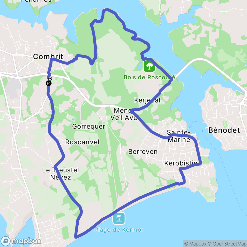 Combrit : carte du parcours de randonnée - France