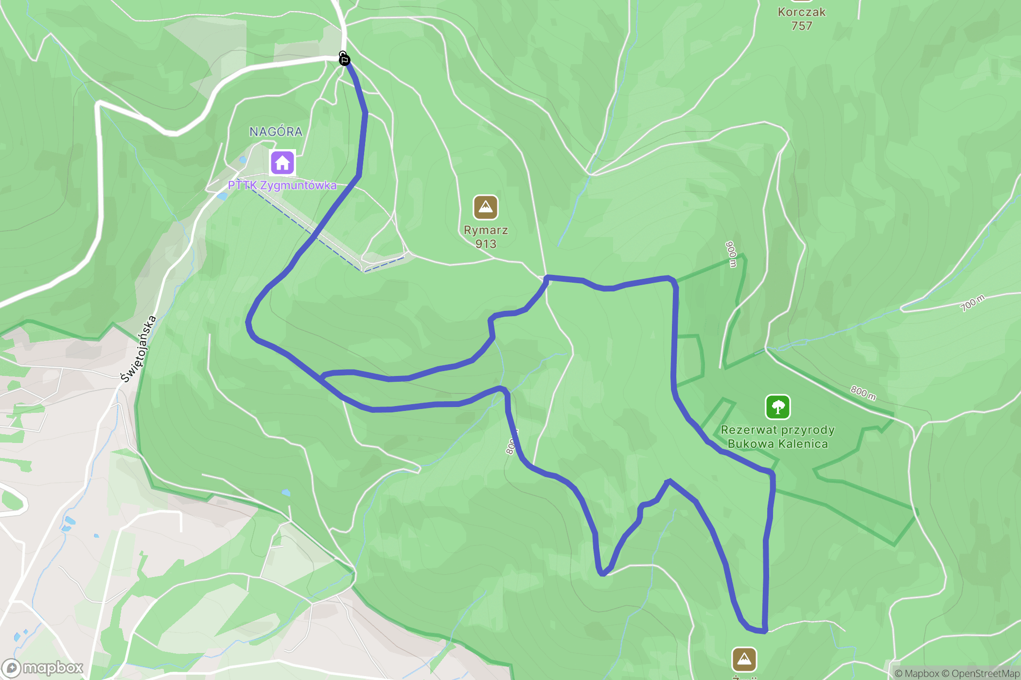 Jugów: mapa trasy - Poland