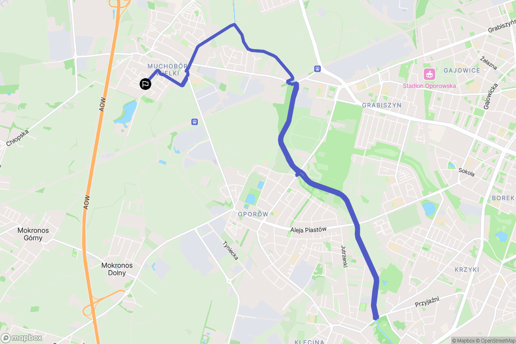 Wrocław: mapa trasy - Poland