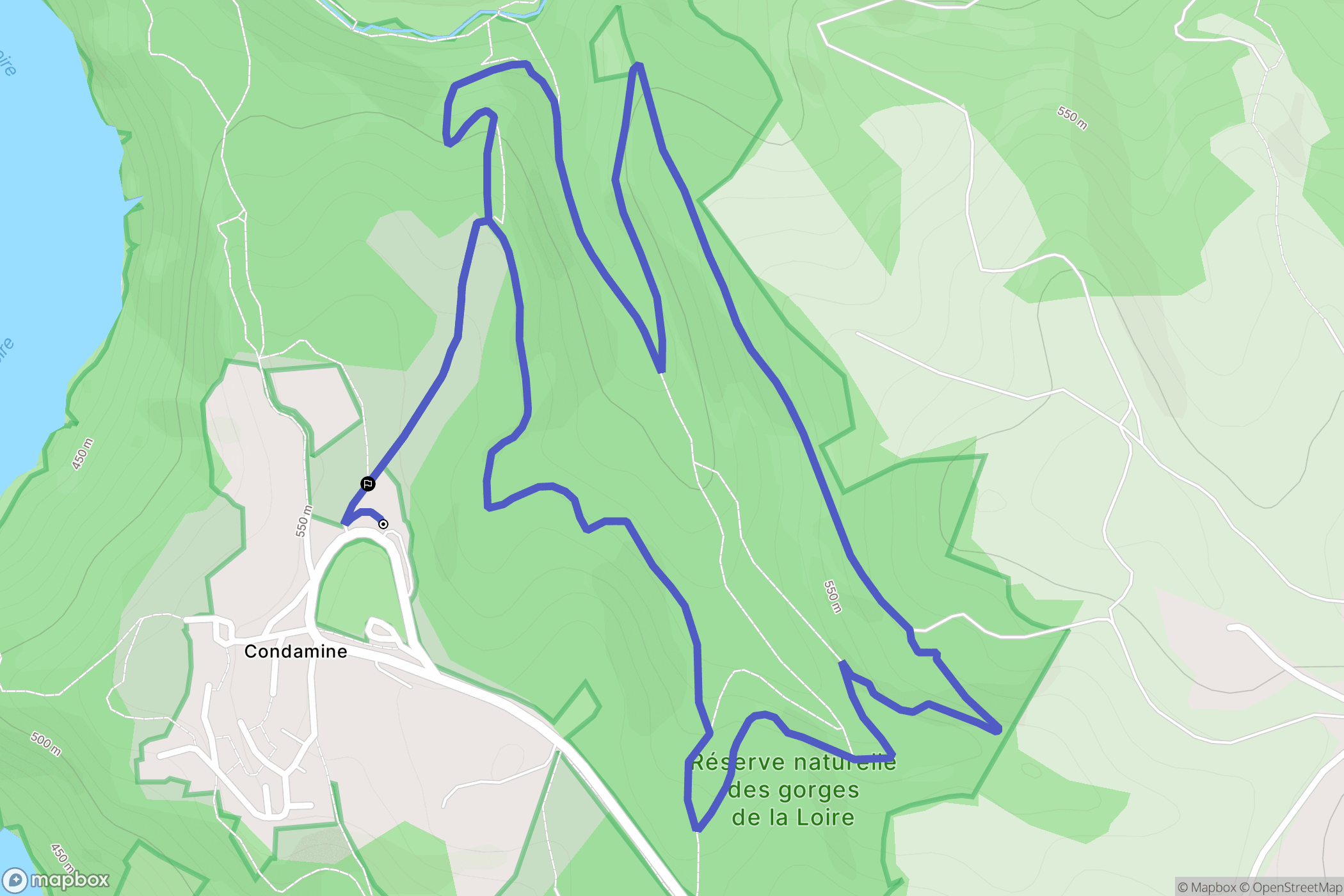Saint-Étienne : carte du parcours de randonnée - France