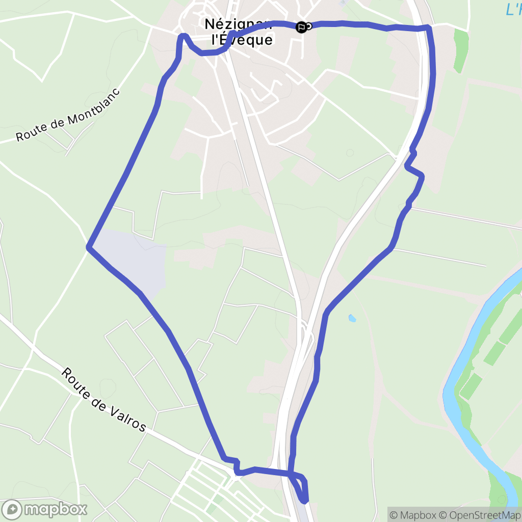 Nézignan-l'Évêque : carte du parcours de randonnée - France