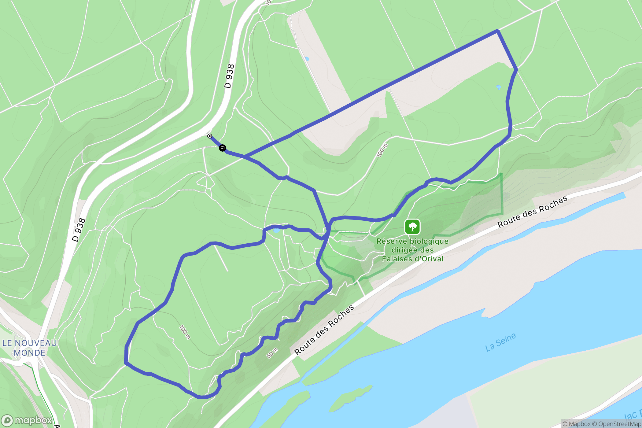 Orival : carte du parcours de randonnée - France