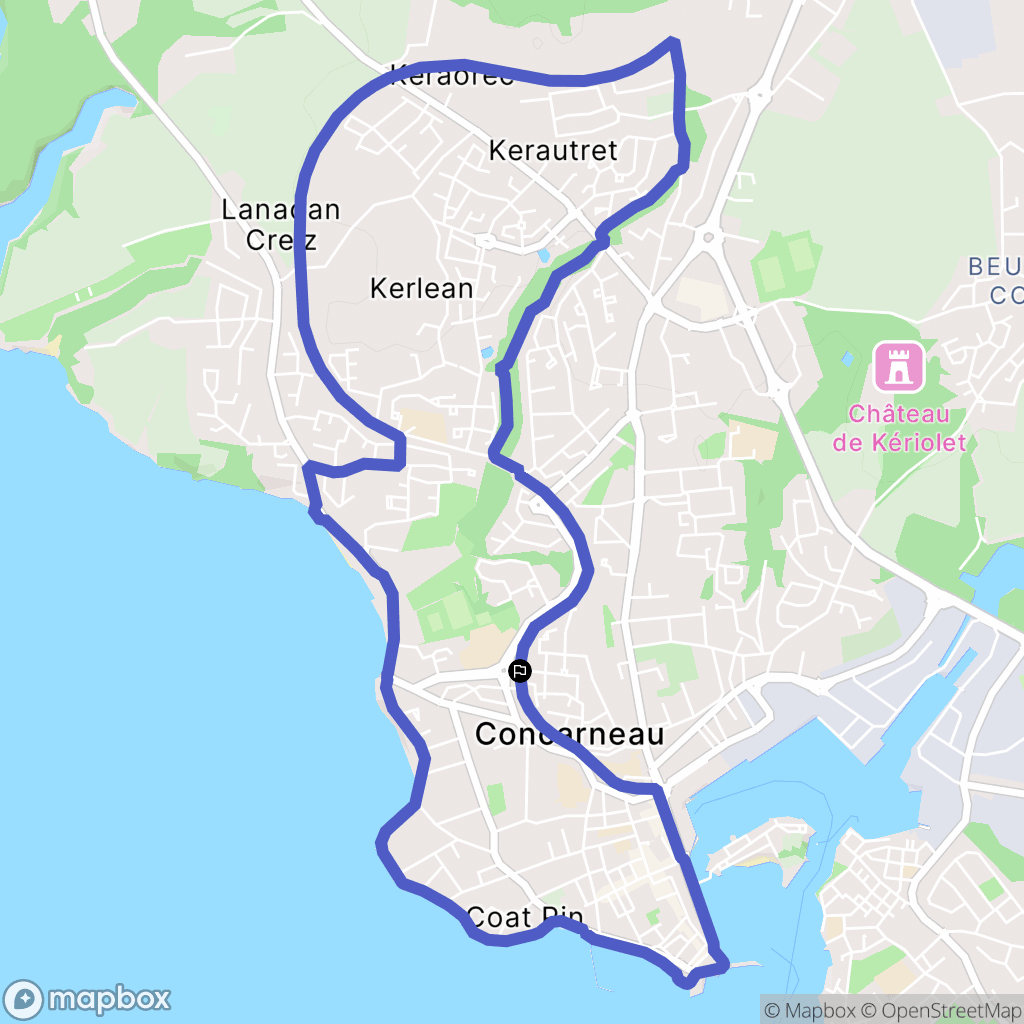 Concarneau : carte du parcours de randonnée - France