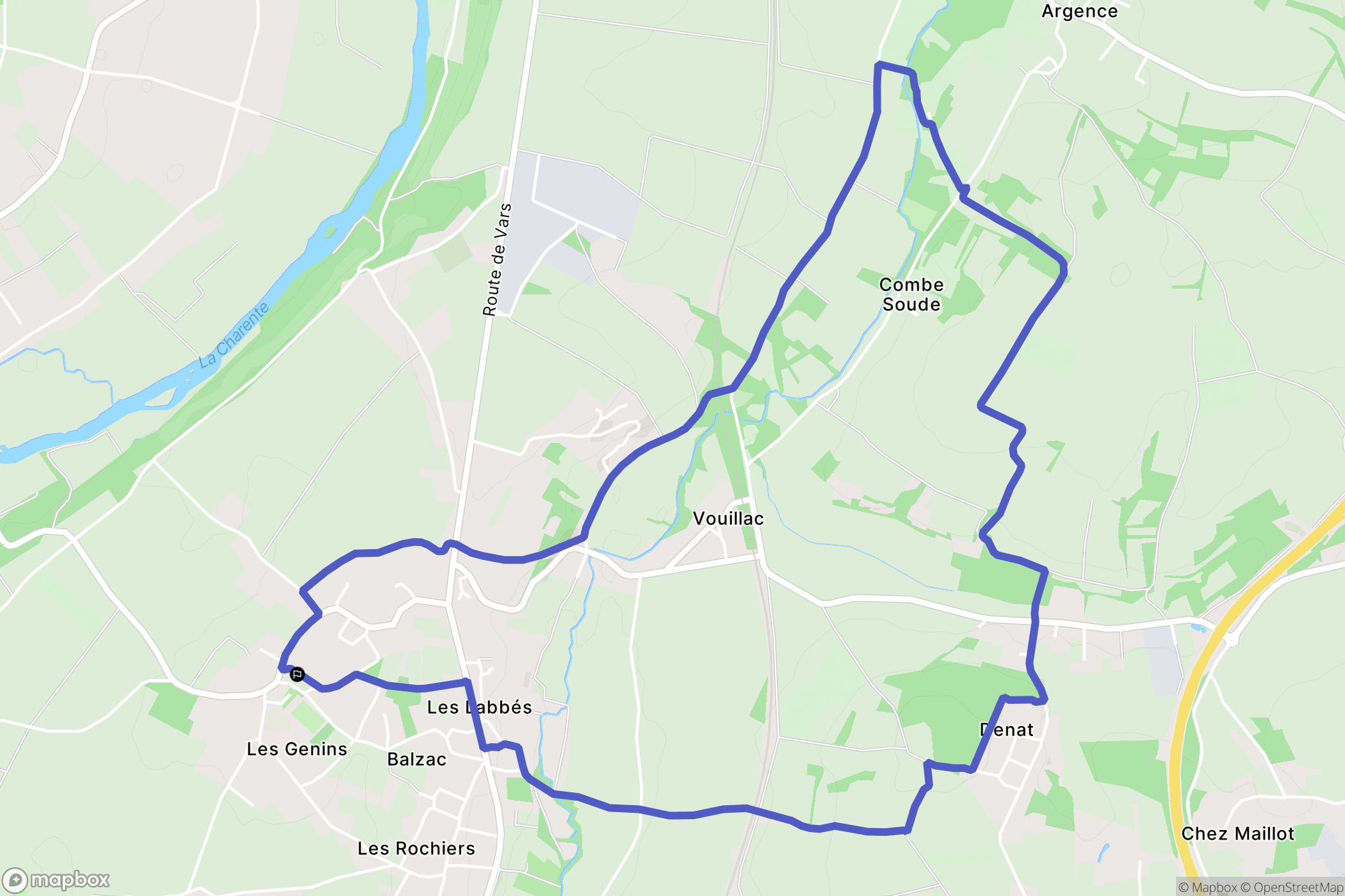Balzac : carte du parcours de randonnée - France
