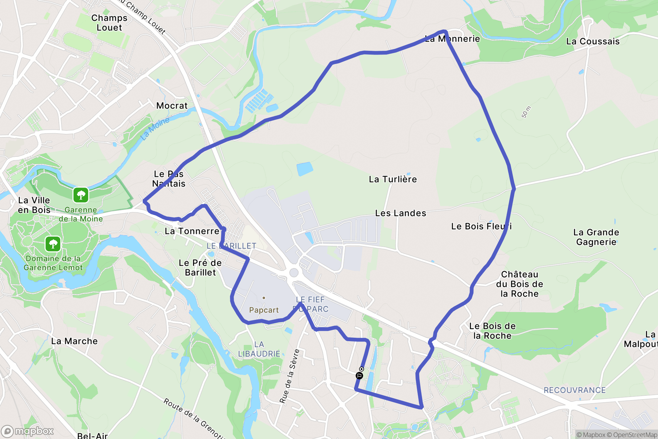 Gétigné : carte du parcours de randonnée - France