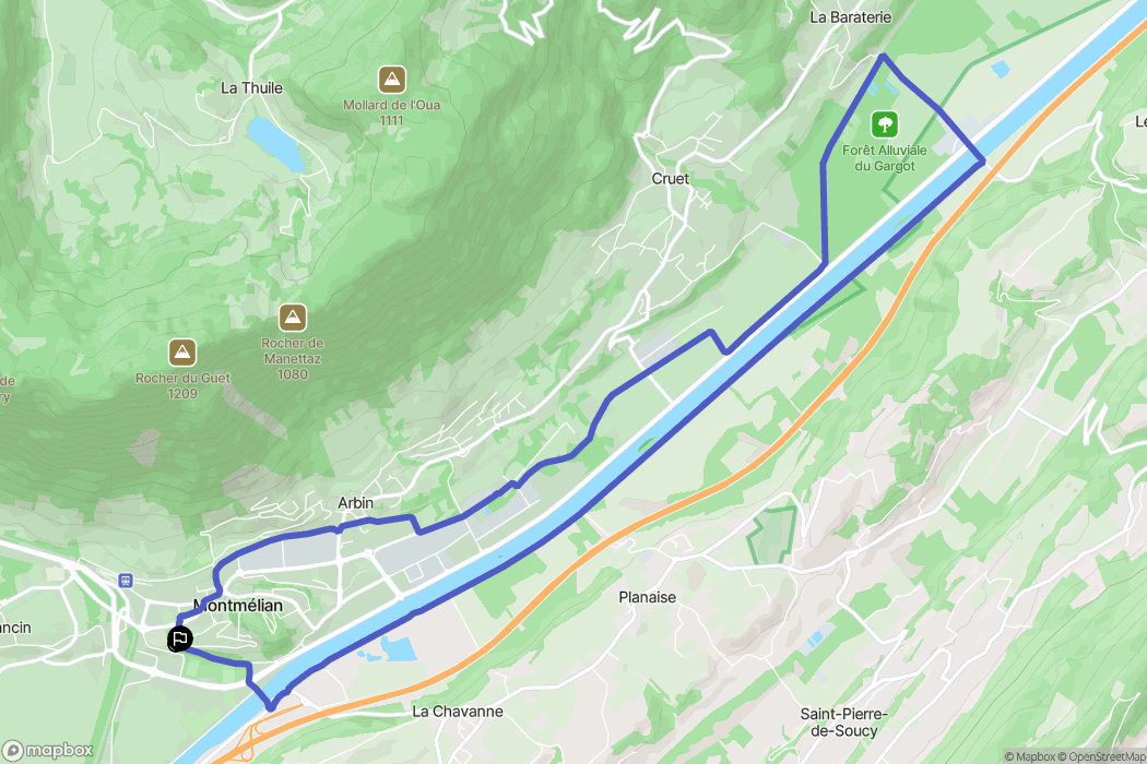 Montmélian : carte du parcours de randonnée - France