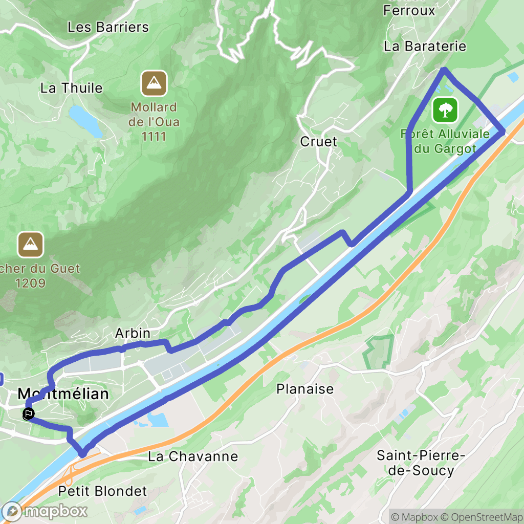 Montmélian : carte du parcours de randonnée - France