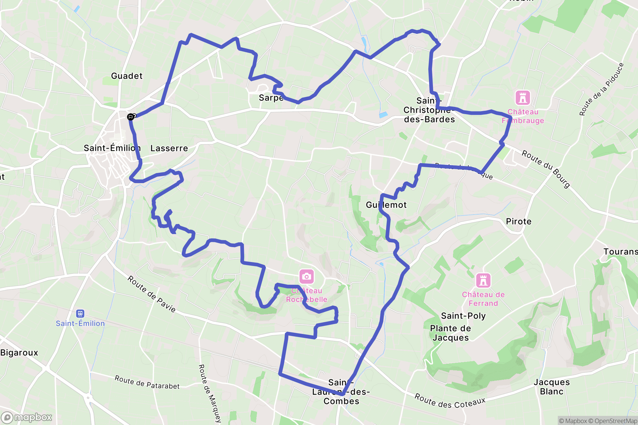 Saint-Émilion : carte du parcours de randonnée - France