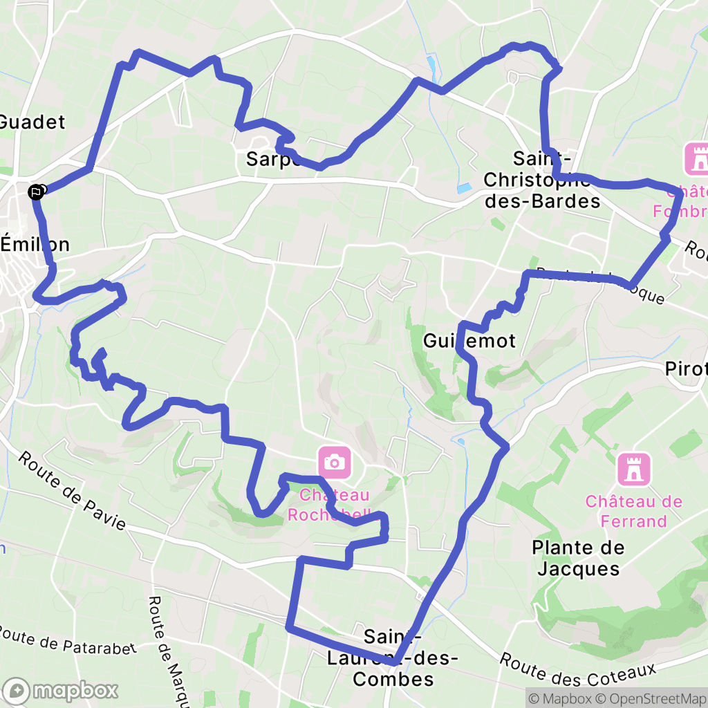 Saint-Émilion : carte du parcours de randonnée - France