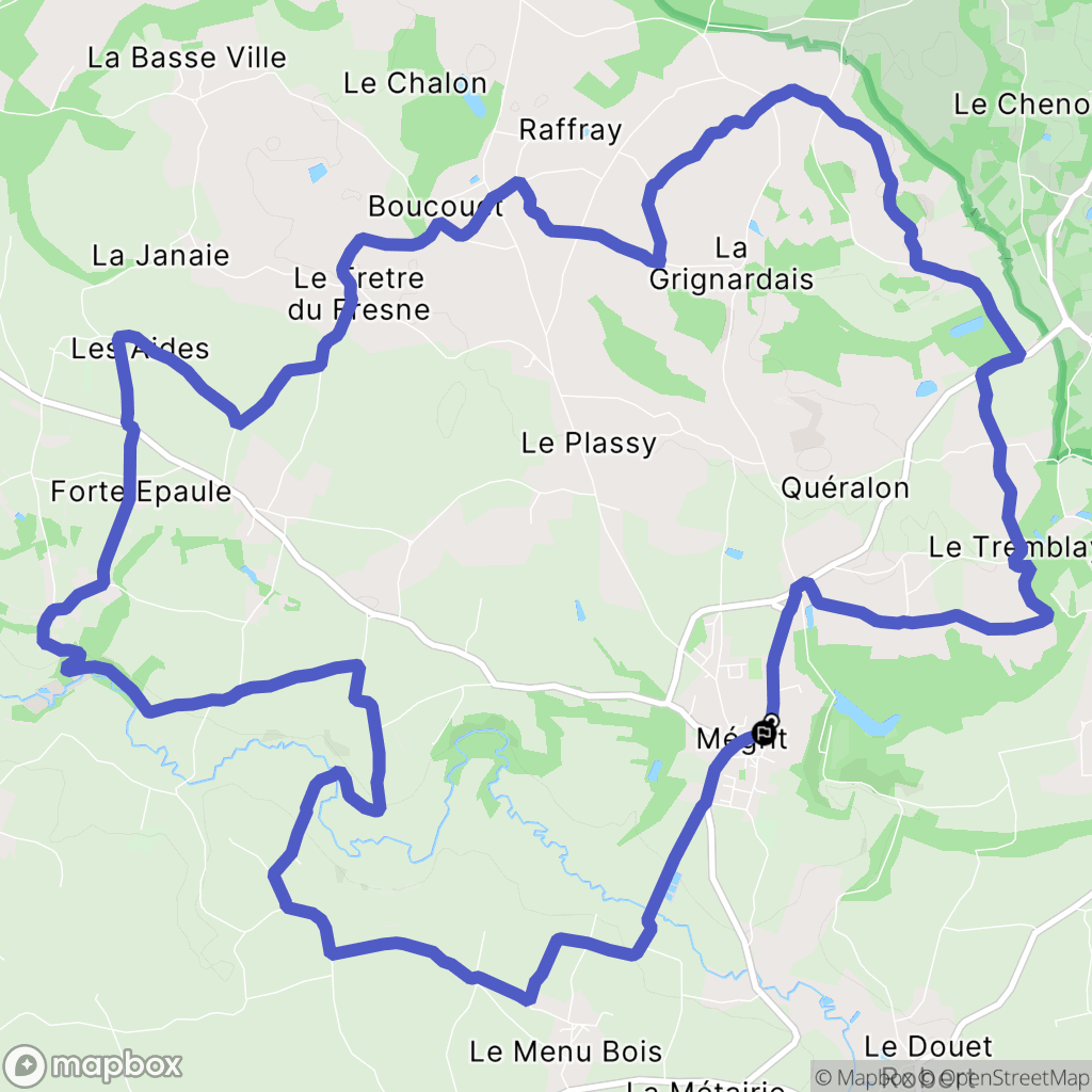 Mégrit : carte du parcours de randonnée - France