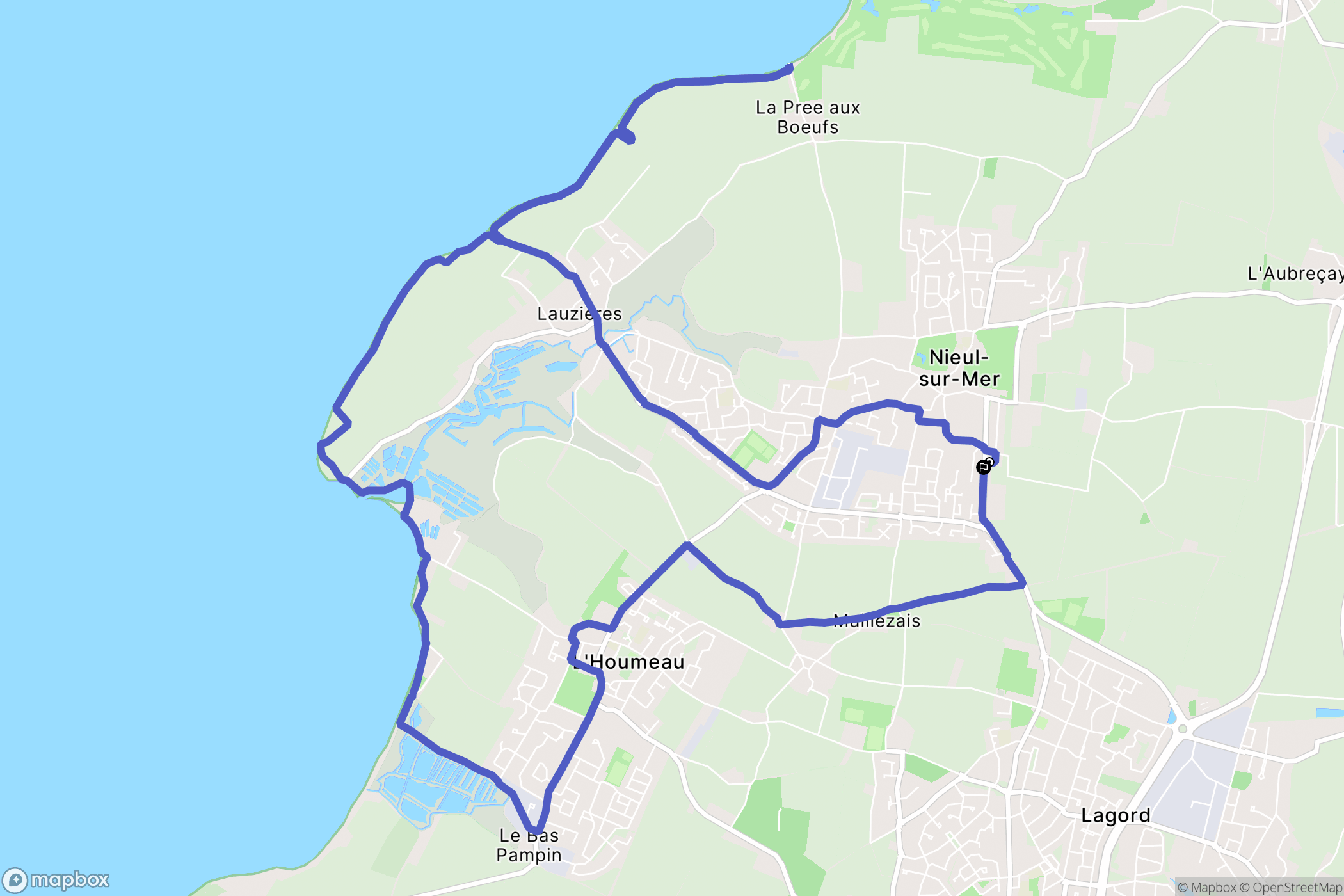 Nieul-sur-Mer : carte du parcours de randonnée - France