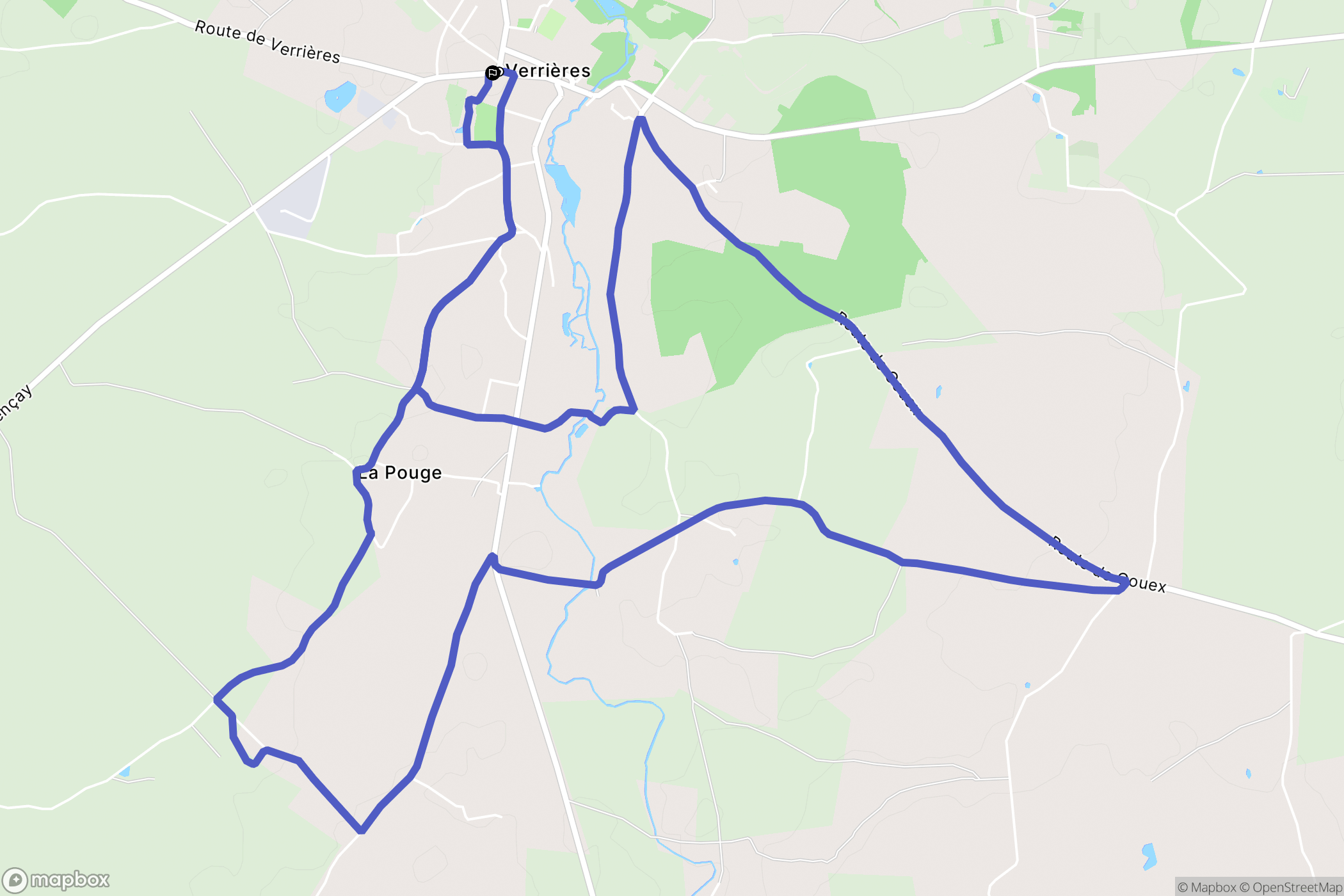 Verrières : carte du parcours de randonnée - France