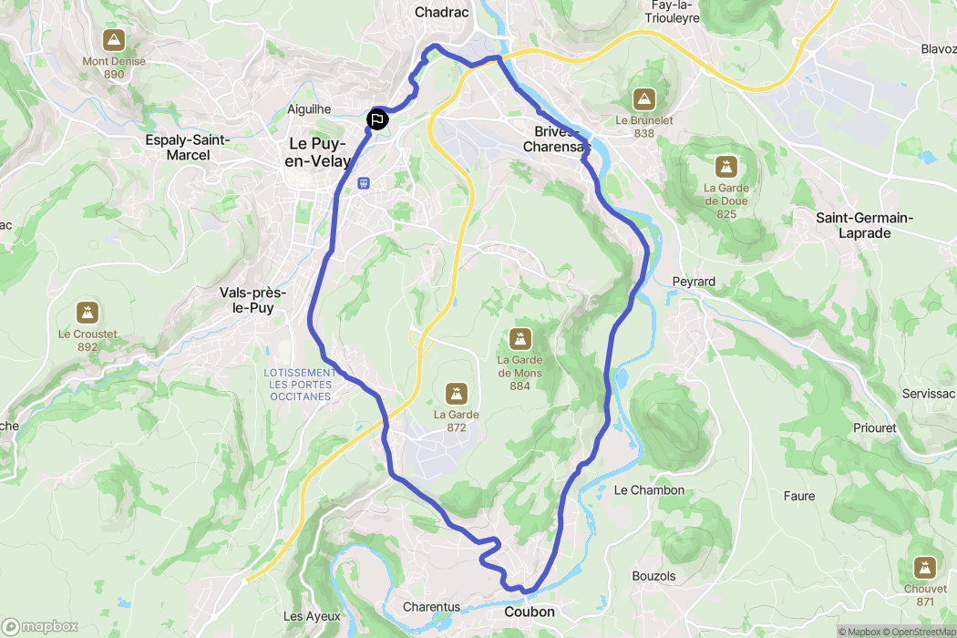 Le Puy-en-Velay : carte du parcours de randonnée - France