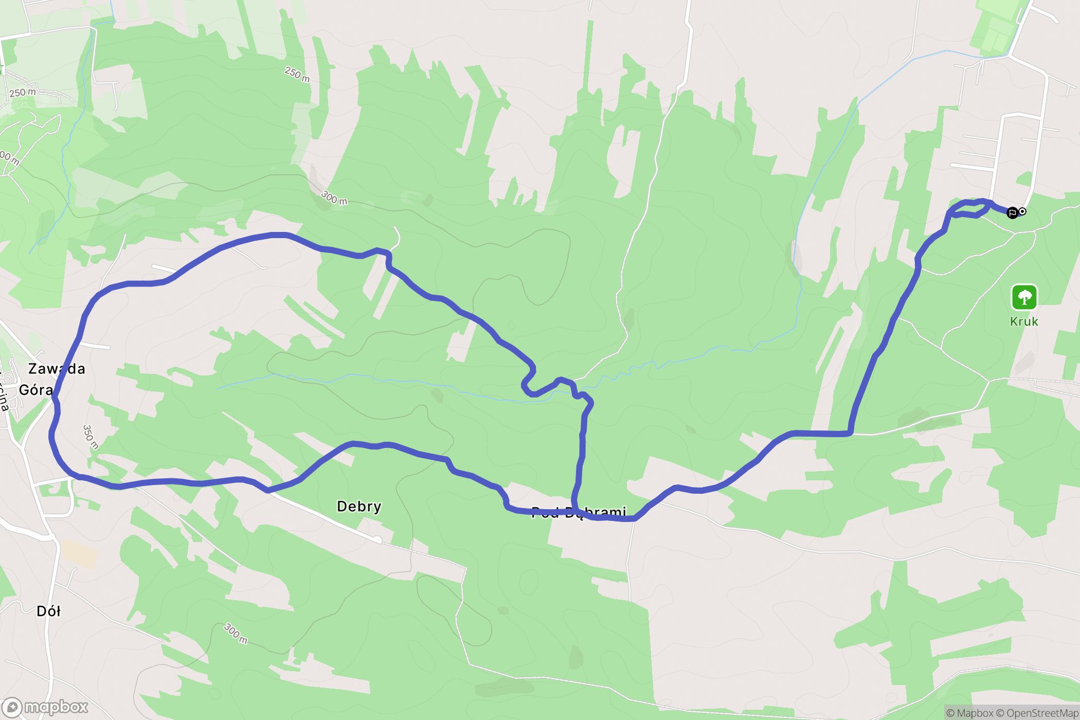 Skrzyszów: mapa trasy - Poland