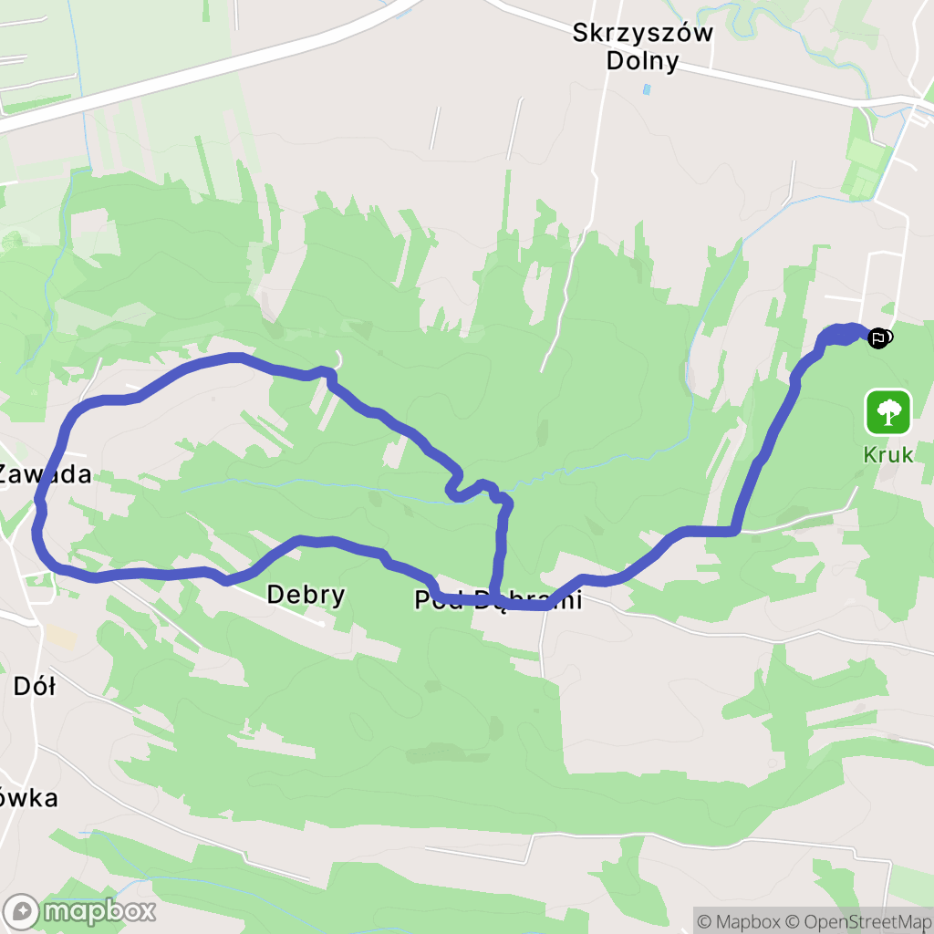 Skrzyszów: mapa trasy - Poland