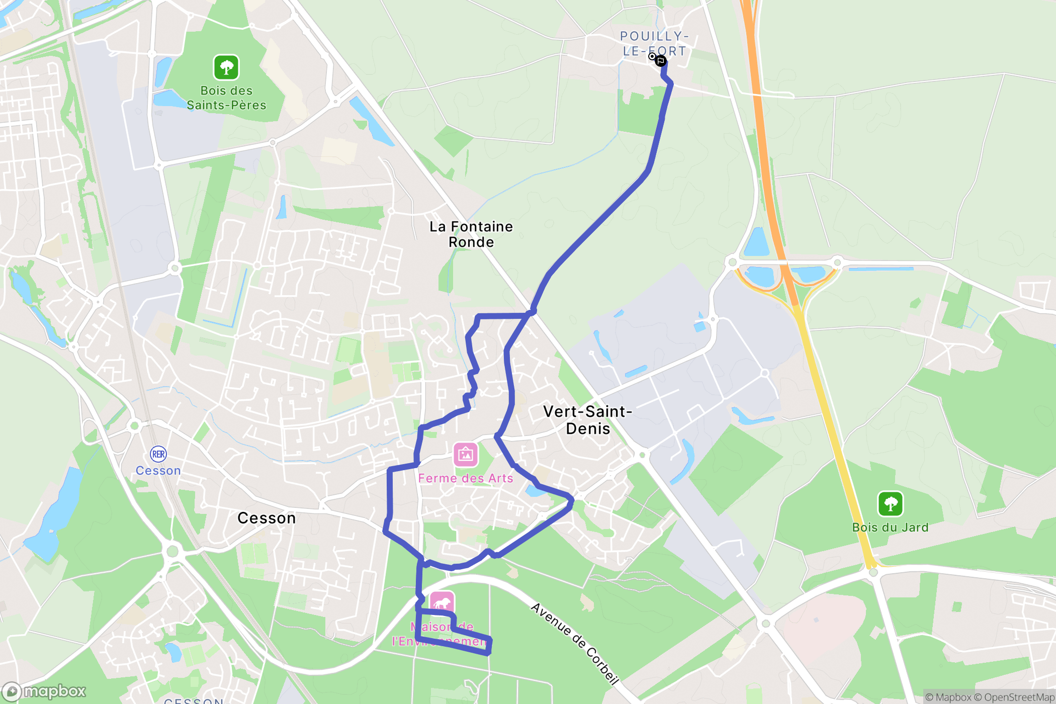 Vert-Saint-Denis : carte du parcours de randonnée - France