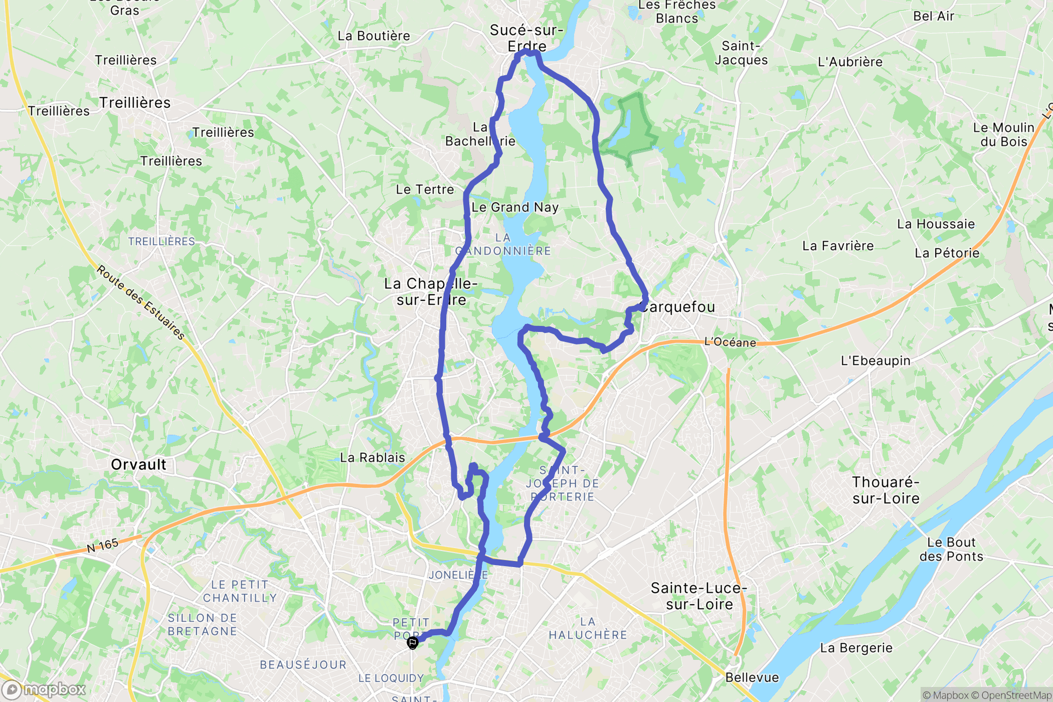 Nantes : carte du parcours de randonnée - France