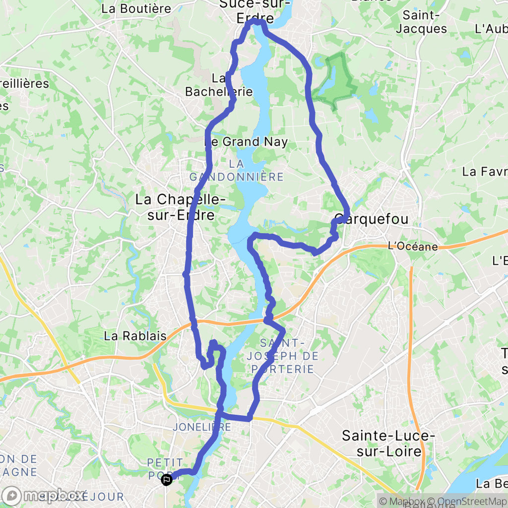 Nantes : carte du parcours de randonnée - France