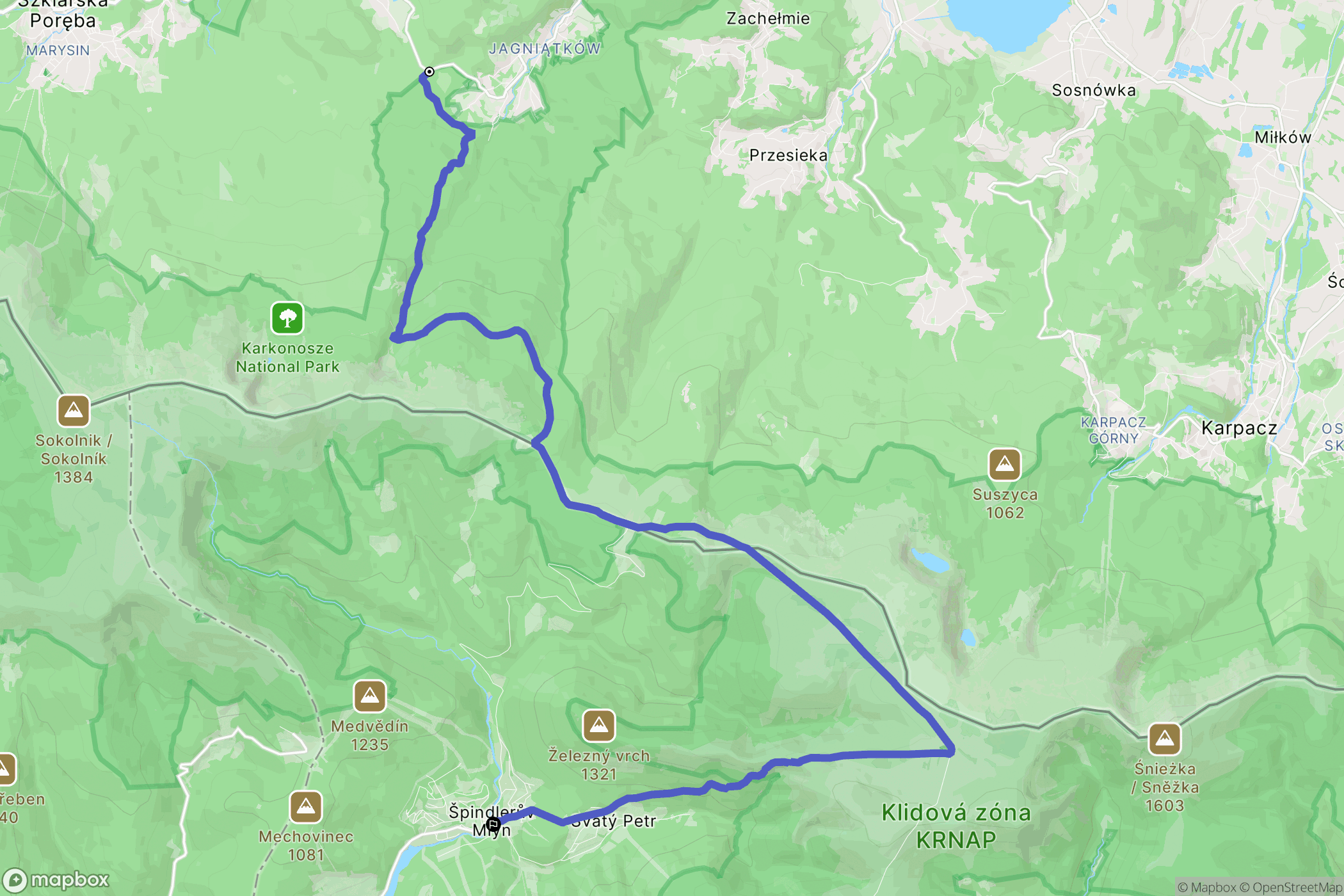 Jelenia Góra: mapa trasy - Poland