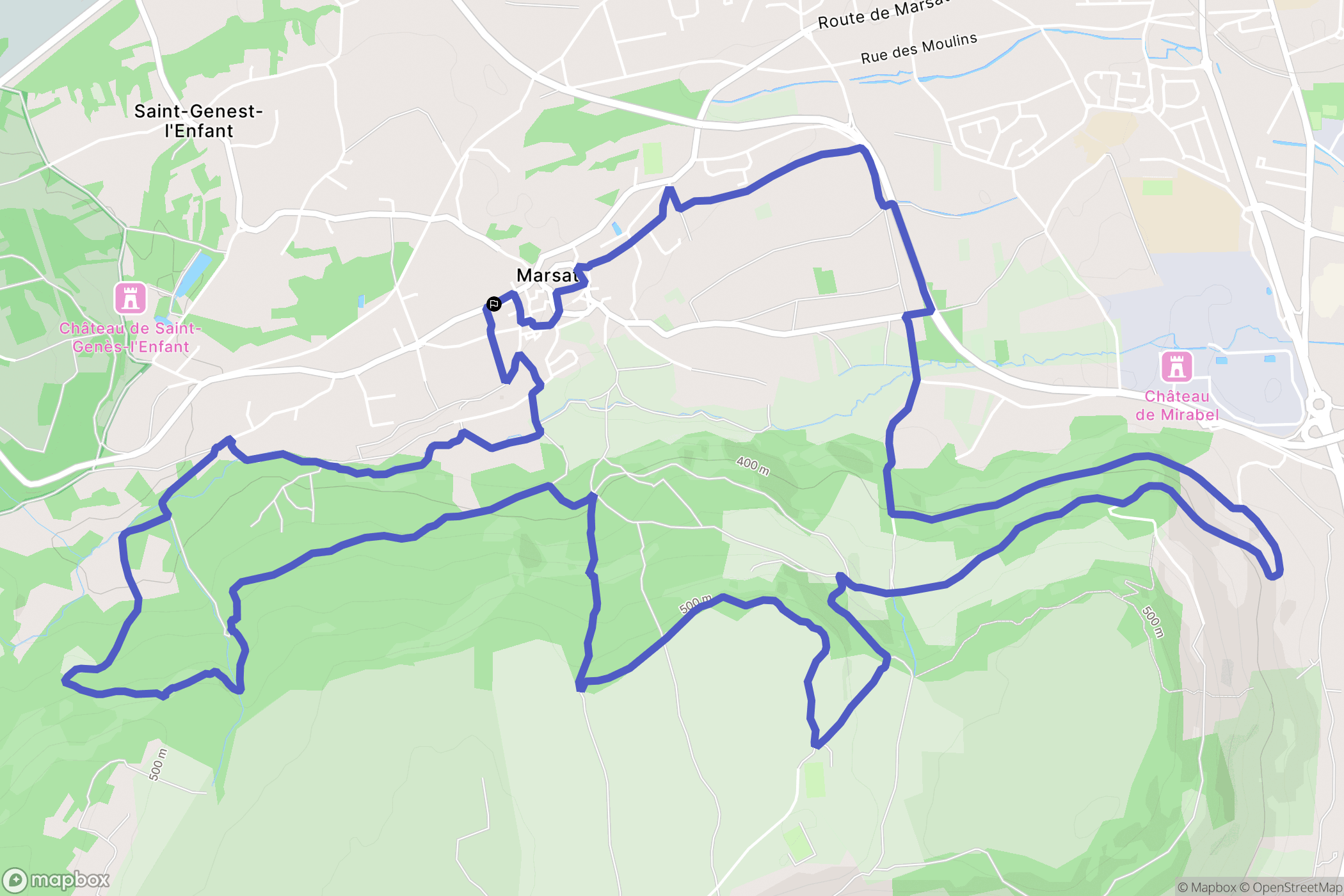 Marsat : carte du parcours de randonnée - France