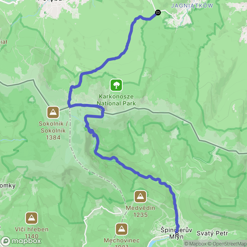 Špindlerův Mlýn: mapa trasy - Czechia