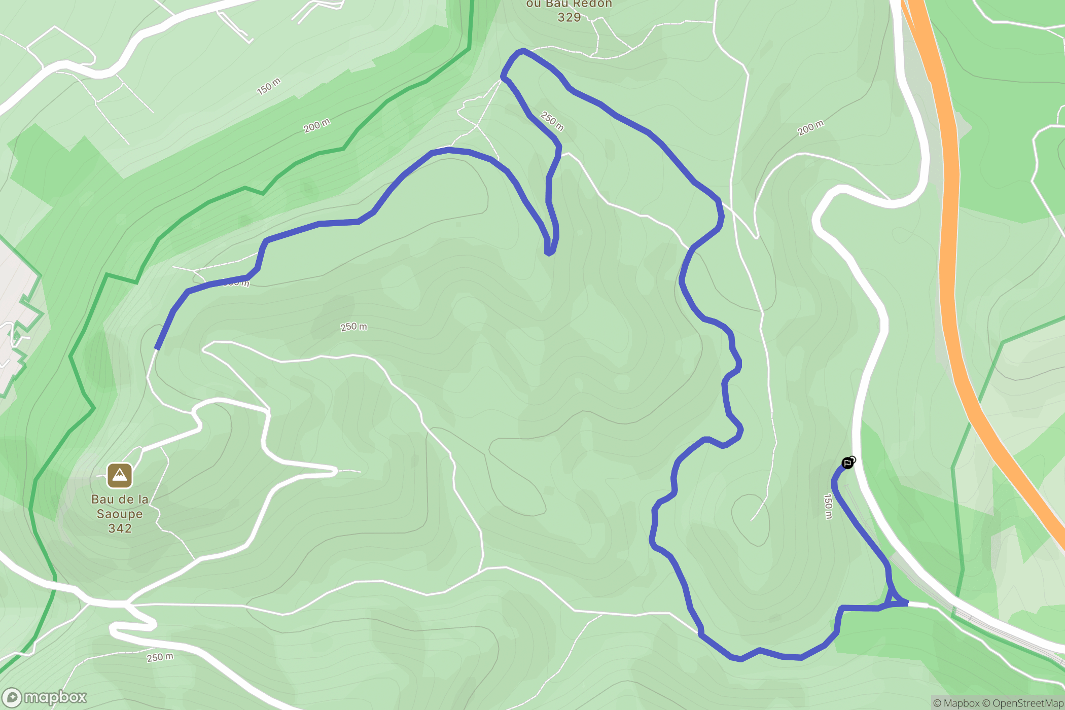 Cassis : carte du parcours de randonnée - France