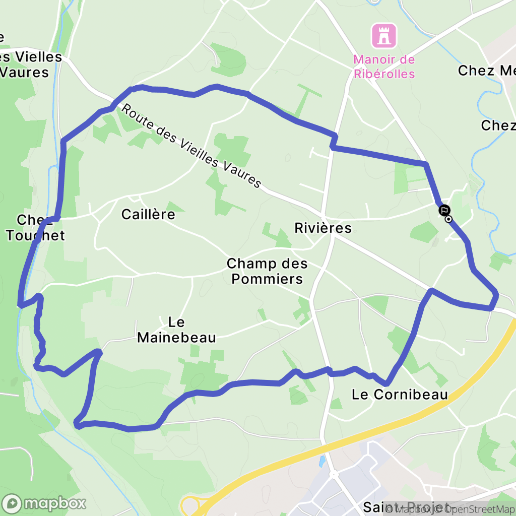 Rivières : carte du parcours de randonnée - France